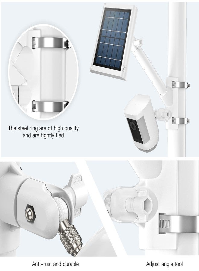 HOLACA 2-in-1 Pole Mounting Bracket for Stick Up Cam/Outdoor Cam Plus/Spotlight Cam Pro/Plus and Ring Solar Panels/Super Solar Panels (White) - Image 4